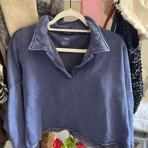 Blue quarter button up long sleeve.